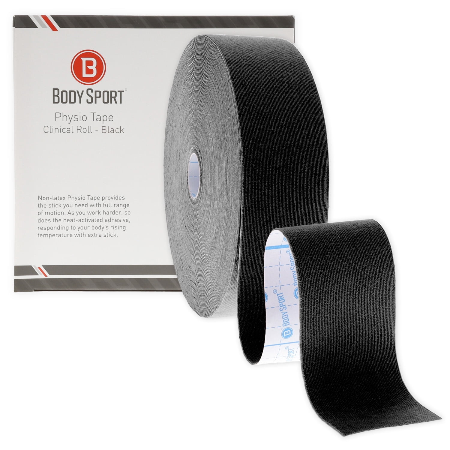 Body Sport Physio Tape Roll, Versatile Kinesiology Tape, Length: 33.5 yds., Width: 2",  Black
