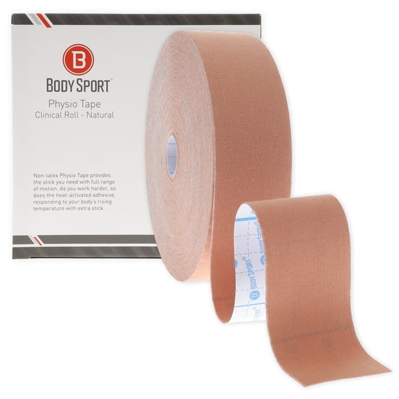 Body Sport Physio Tape Roll, Versatile Kinesiology Tape, Length: 33.5 yds., Width: 2", Natural