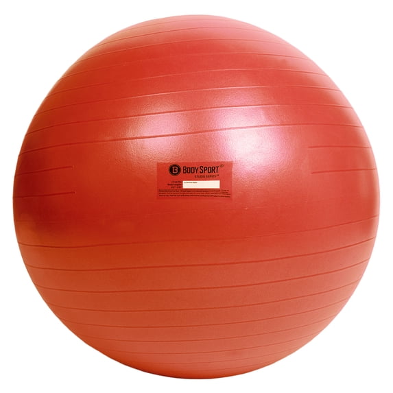 Body Sport Red Fitness Ball (75 cm), Pump & Exercise Guide Included