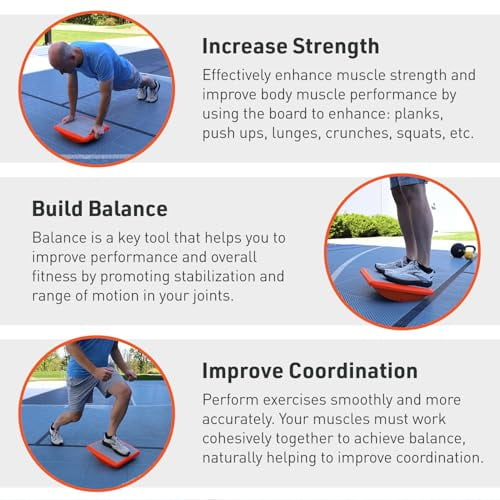 Body Sport Rocker Board for Balance Training, Standing Desk, Physical Therapy & More - Multipurpose, Lightweight, Non-Skid Wobble Board for Home Gym & Office, 400 lb. Weight Capaci