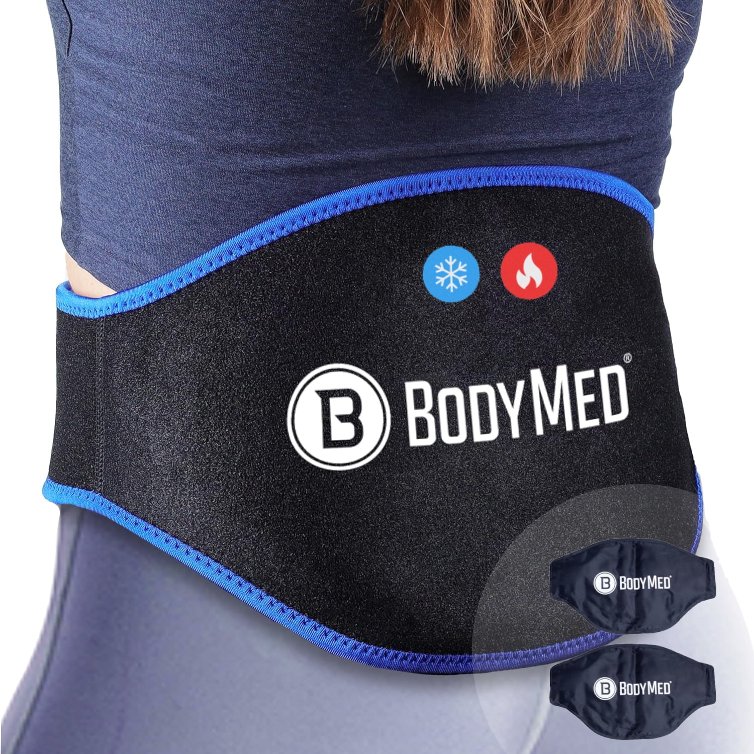BodyMed Versatile Hot and Cold Therapy Gel Pack - 2-Pack Reusable Ice/Heat Pack for Pain Relief - Ideal for Lower Back, Lumbar, Sciatic Nerve, Herniated Disc, Coccyx, Tailbone Pain