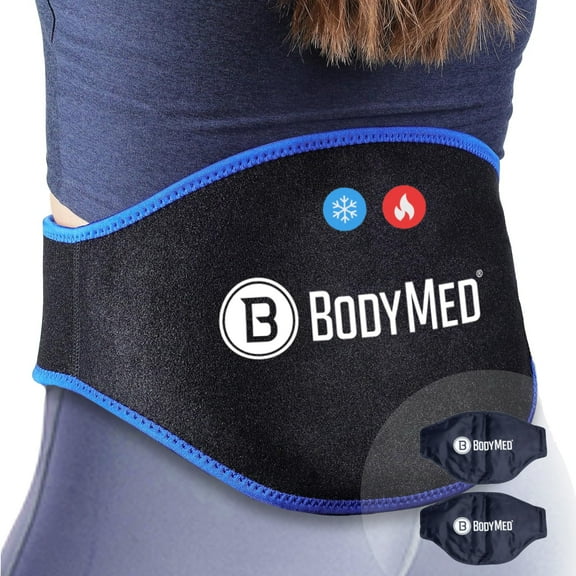 BodyMed Versatile Hot and Cold Therapy Gel Pack - 2-Pack Reusable Ice/Heat Pack for Pain Relief - Ideal for Lower Back, Lumbar, Sciatic Nerve, Herniated Disc, Coccyx, Tailbone Pain