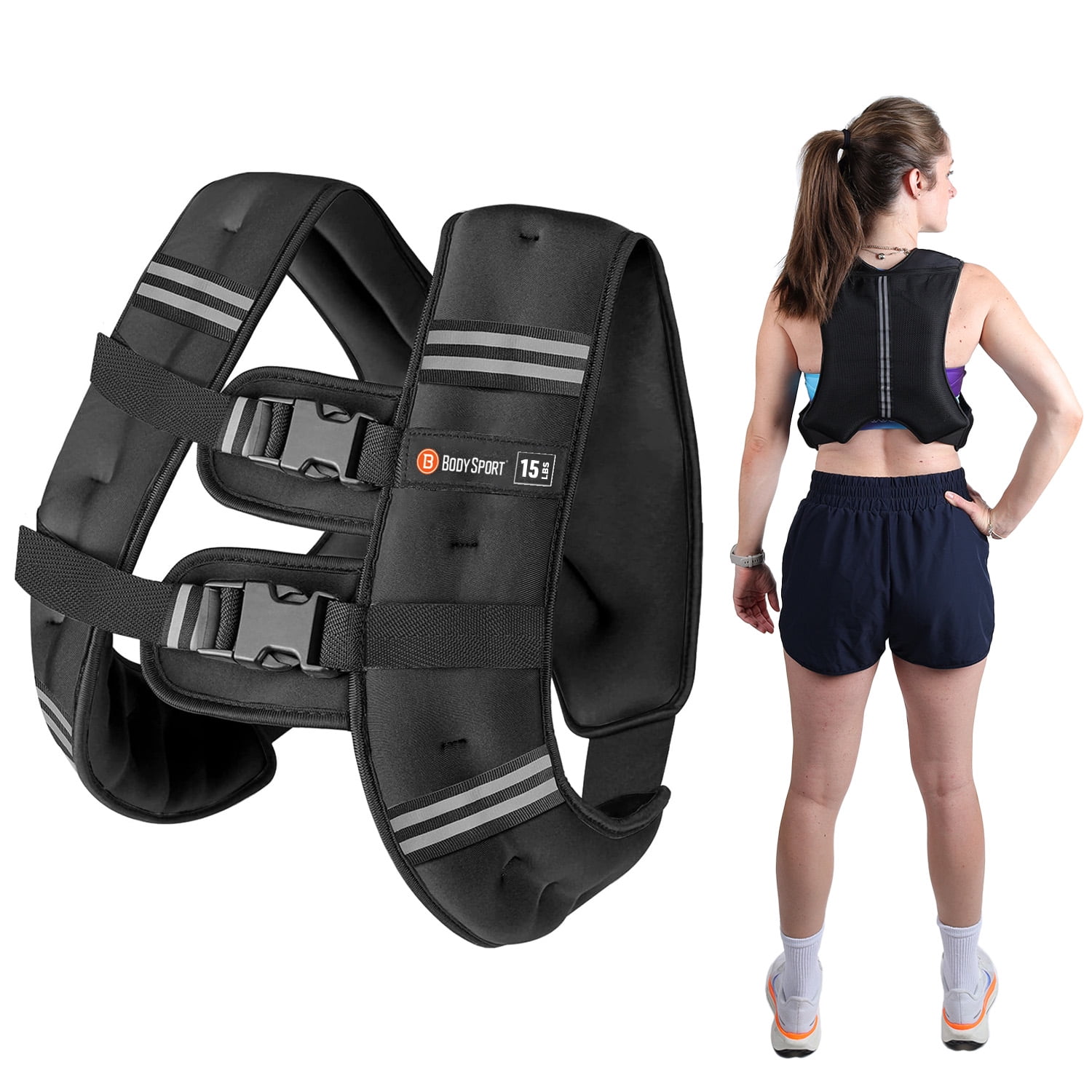 Body Sport Weighted Vest, 15 lb. - Adjustable Fitness Vest for Strength Training, Running, Walking, and Endurance Workouts