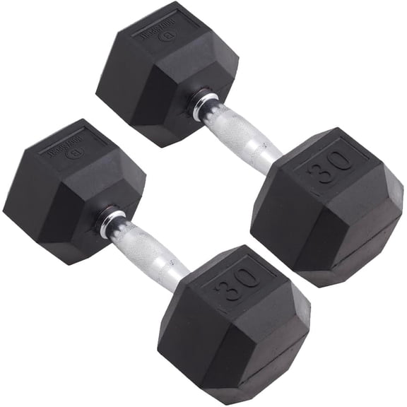 Body Sport Rubber Encased Hex Dumbbell Weight, Pair – Dumbbells for Exercises – Strength Training Equipment – Home Gym Accessories – Weight Training