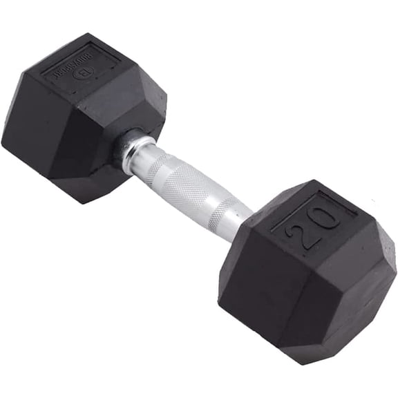 Body Sport Rubber Encased Hex Dumbbell Weight, Single – Dumbbells for Exercises – Strength Training Equipment – Home Gym Accessories – Weight Training