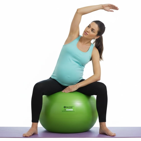 Body Sport Slow Release 55 cm. Exercise Ball with Pump for Home & Gym - Exercise Equipment for Yoga, Pilates, Stability, Pregnancy, and Core Training