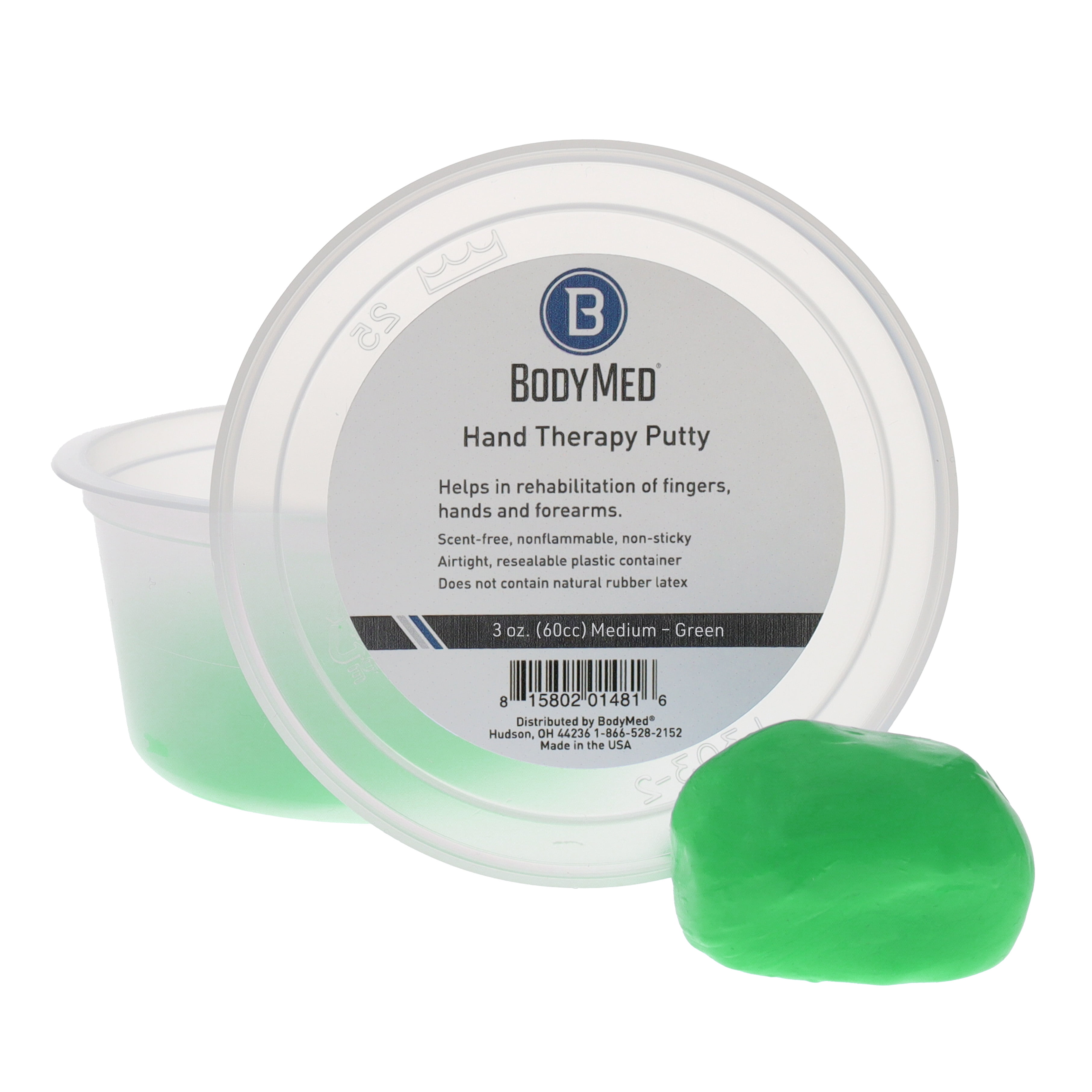 Body Sport Standard Hand Therapy Putty, Green, 3 Oz., Medium