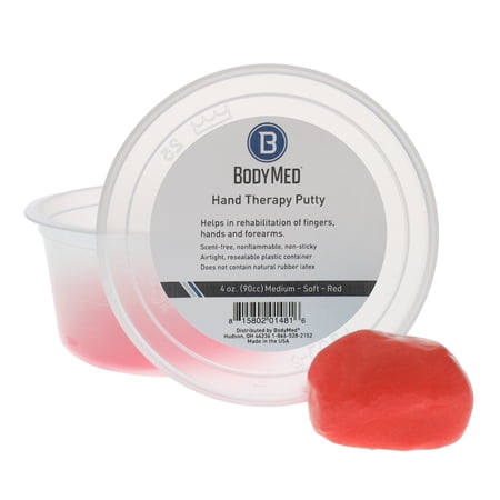 Body Sport Standard Hand Therapy Putty, Red, 4 Oz., Medium-Soft, Strengthening Therapy Putty for Physical Rehabilitation