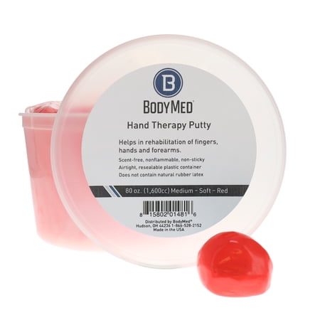 Body Sport Standard Hand Therapy Putty, Red, 80 Oz., Medium-Soft, Strengthening Therapy Putty for Physical