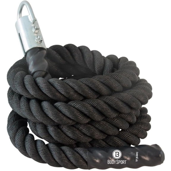Body Sport Battle Rope, 15 ft. Long, 1.5 in. Diameter - Strong, Poly-Twine Training Cord for Indoor & Outdoor Use - Home Fitness & Gym Equipment