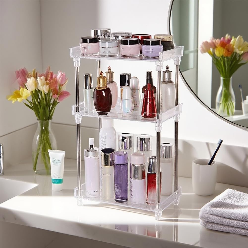 Body Spray Organizer, 3 Tier Bathroom Counter Organizer Clear Corner ...