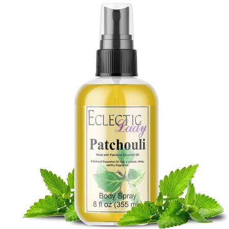 Body Spray for Women, 8 Patchouli Essential Oil Body with Long-Lasting Fragrance, Earthy & Scent Reminiscent of 1960s & 70s, Light, Subtle Perfume with Wood Notes, 100% Paraben Free