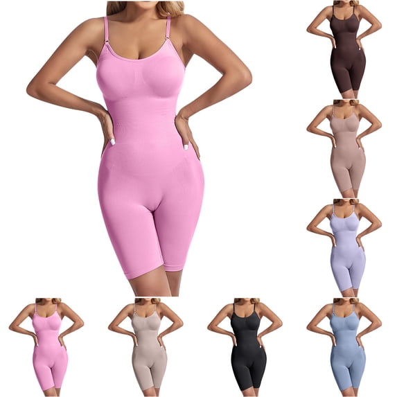 Body Suits for Womens Bodysuits for Women Tummy Control Women's Solid Color Fashionable Sleeveless Adjustable Base Shapewear Khaki M