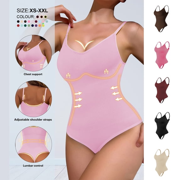Body Suits for Womens Tummy Control Womens Solid Color Chest Support Shaping Abdomen Corset Shapewear Bodysuit Wine Xxxl