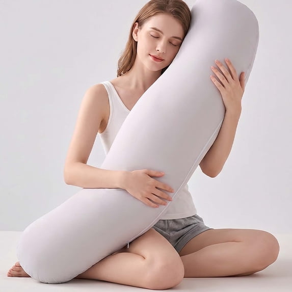 Body Support Pillow, 41.3 inch Ergonomic Side Sleeper Pillow with Ice Silk Cover, Washable Full Body Cushion for Back and Knee Relief
