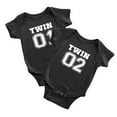thumbnail image 1 of Body Twin Bodysuit Clothes Sports Jersey Numbers 01 and 02 Outfits Gift for Twins (Black, 12-18M), 1 of 5