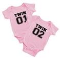 thumbnail image 1 of Body Twin Bodysuit Clothes Sports Jersey Numbers 01 and 02 Outfits Gift for Twins (Pink, 18-24M), 1 of 5