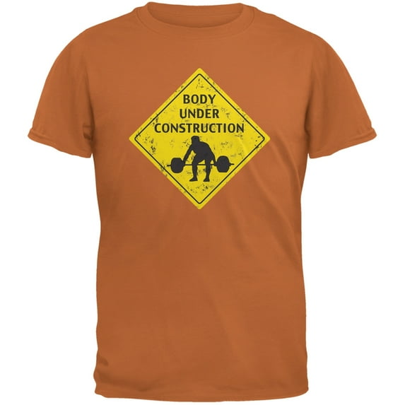Body Under Construction Funny Texas Orange Adult T-Shirt - 2X-Large