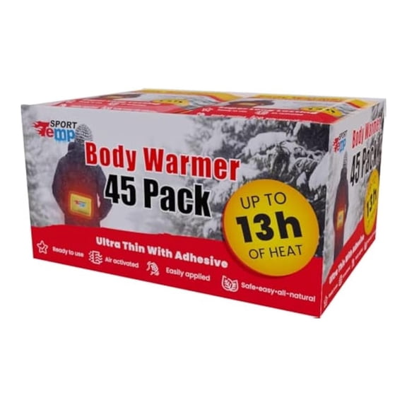 Body Warmers 45 Count - 13 Hour Heat Patches - Adhesive Air Activated Warmers for Skiing, Hunting, Camping & Cold Weather - Ultra Thin Natural Odorless Heat Pads