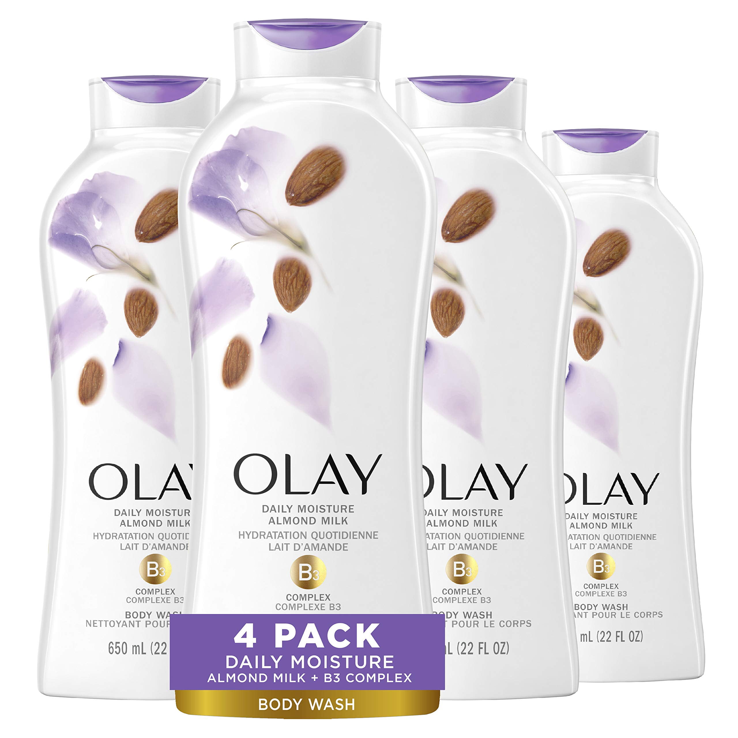 Body Wash For Women By Olay, Daily Moisture With Almond Milk Body Wash, 22 Oz, (4 Count