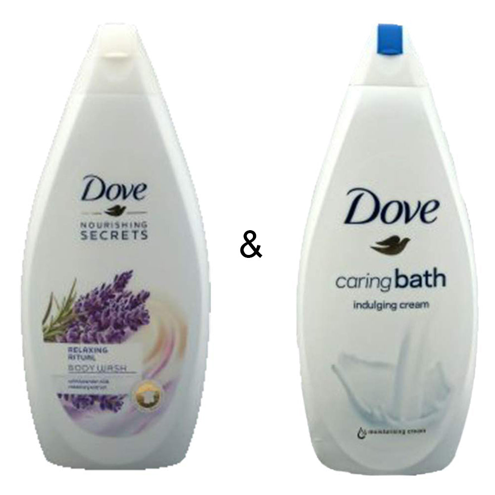 Body Wash Relaxing Ritual 500 by Dove & Caring Bath Indulging Cream 750