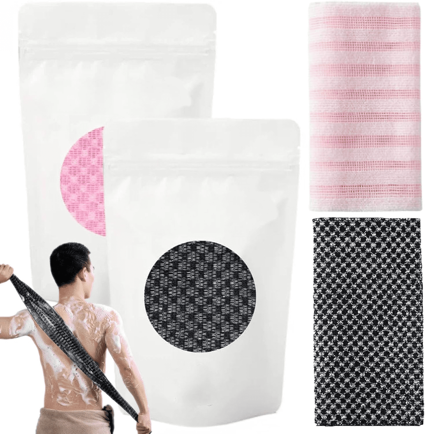 Body Wash Towel, Exfoliating Shower Towel, Bath Loofah, Exfoliating Body Scrubber for Removing Dry Skin, Reusable, Travel Friendly, Quick Drying Durable and Gentle for Sensitive Skin