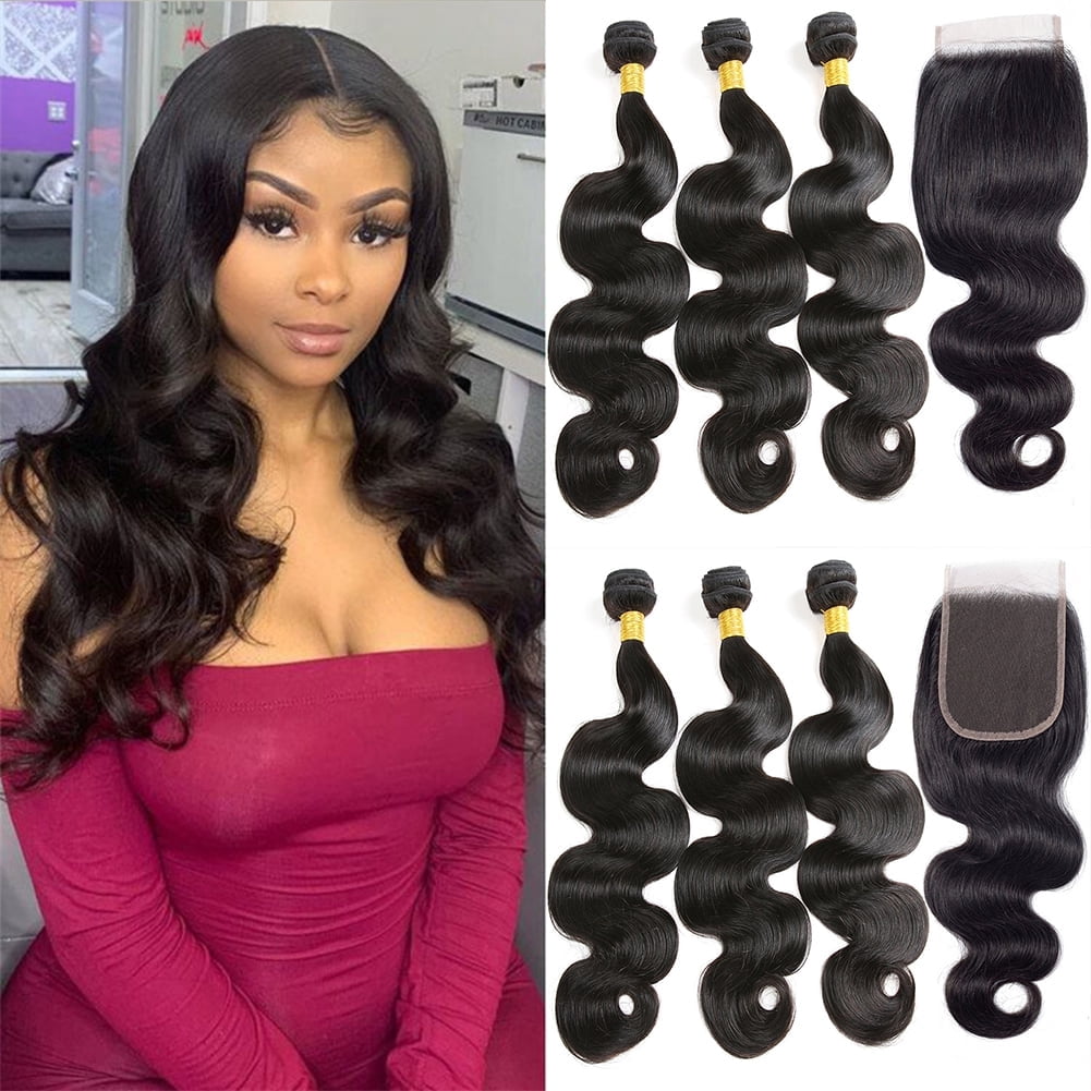 VONAR Hair - 8A Body Wave Bundles with Closure (20 22 24+18 Inch