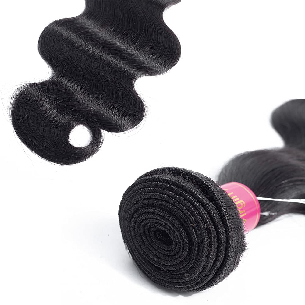 Body Wave Bundles Human Hair 10A Grade Brazilian Body Wave 1 Bundle 100% Unprocessed Brazilian Virgin Body Wave Human Hair Natural Black(20inch)
