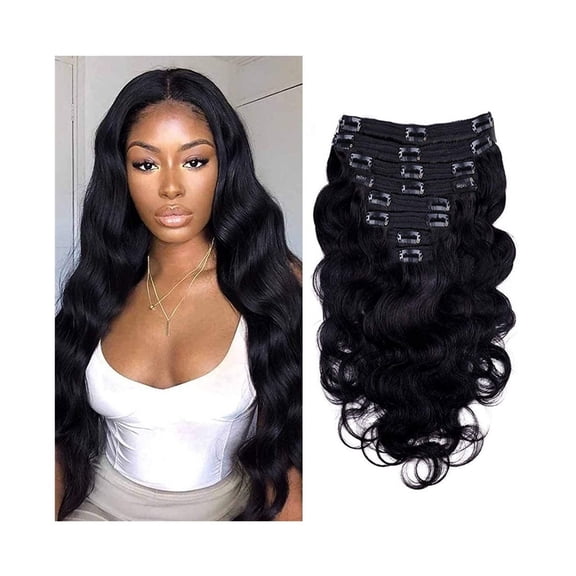 Body Wave Clip In Hair Extensions Extensions Natural Black Color Full Head Brazilian Remy Hair Clip in Hair Extensions 8Pcs with 18 Clips 120 Gram
