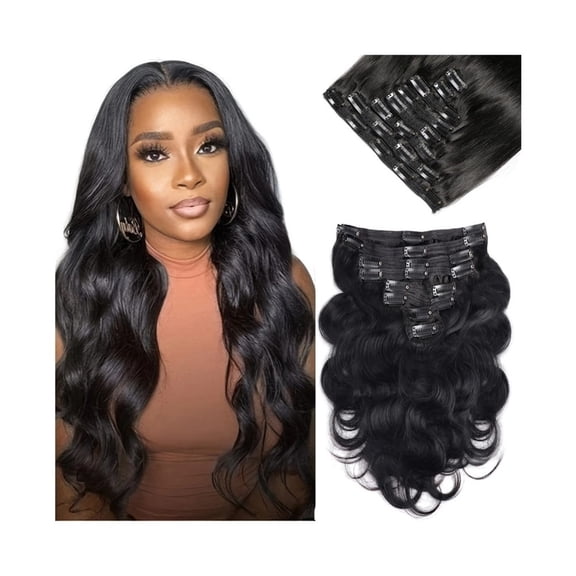 Body Wave Clip In Hair Extensions Human Hair 120g/set Brazilian Remy Virgin 100% Human Hair #1B