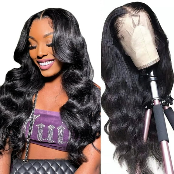 Body Wave HD Transparent Lace Front Wigs Human Hair for Black Women 180% Dentisy 26 Inch 13x4 Body Wave Frontal Wig Pre Plucked with Baby Hair Brazilian Glueless Virgin Hair Natural Color