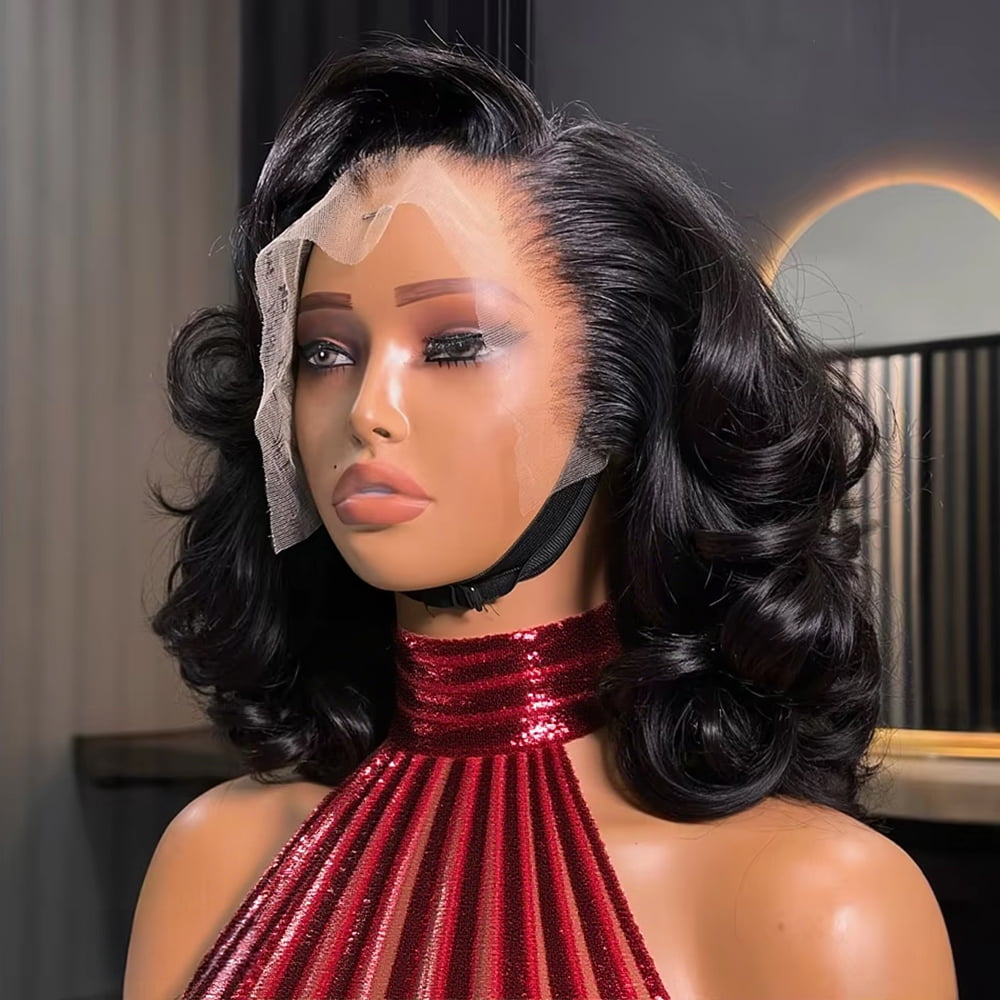 Body Wave Human Hair Wig Transparent 13x6 13x4 HD Lace Frontal Wigs Short Bob Wigs Water Wave Glueless Human Hair Wigs for Women by Typpkmm