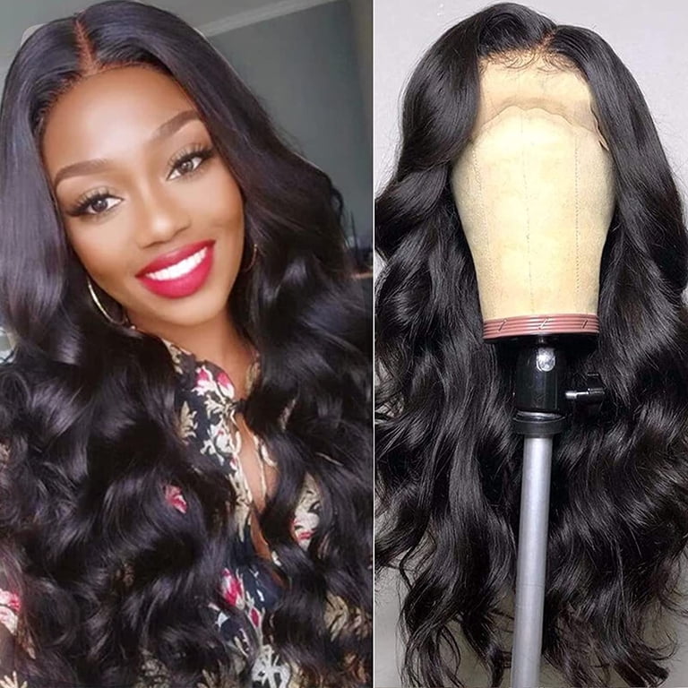 24” BLACK HUMAN BRAZILIAN BODY WAVE LACE FRONT WIG 13x4 HD Lace Frontal Wigs Body Wave Lace Front Wig 180  main image 4