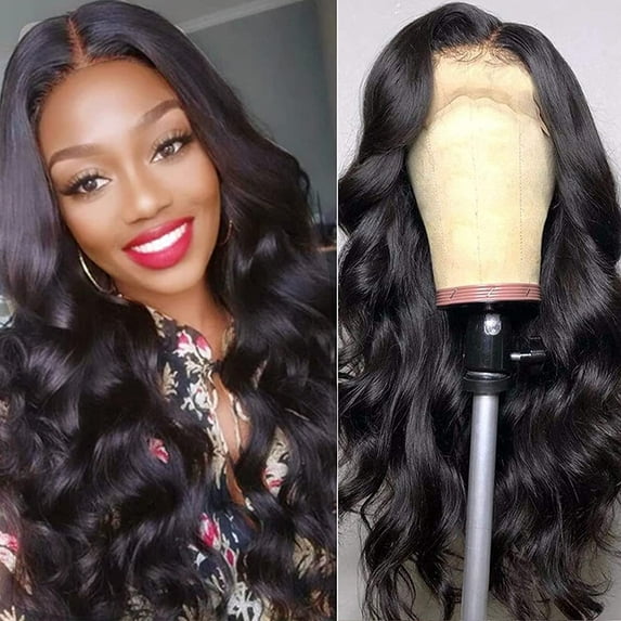 Body Wave Lace Front Wigs Human Hair 4x4 HD Transparent Lace Closure Wigs Brazilian Human Hair Wigs for Black Women Pre Plucked Glueless Wet and Wavy Wig 150 Density Natural 22 inch