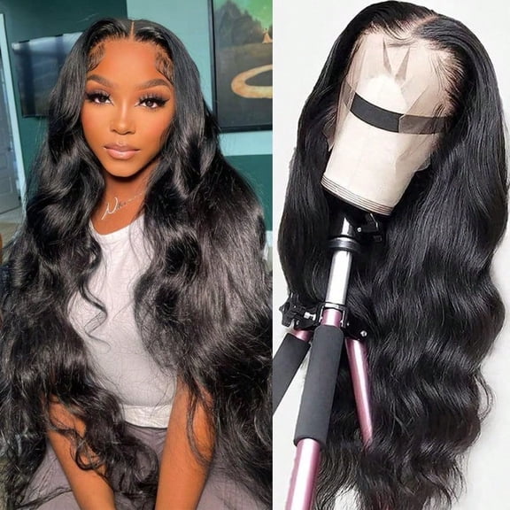 Body Wave Lace Front Wigs Human Hair Pre Plucked 180 Density 13x4 HD Lace Frontal Wigs For Black Women Glueless Wigs Brazilian Virgin Human Hair Wig With Baby Hair 24 Inch
