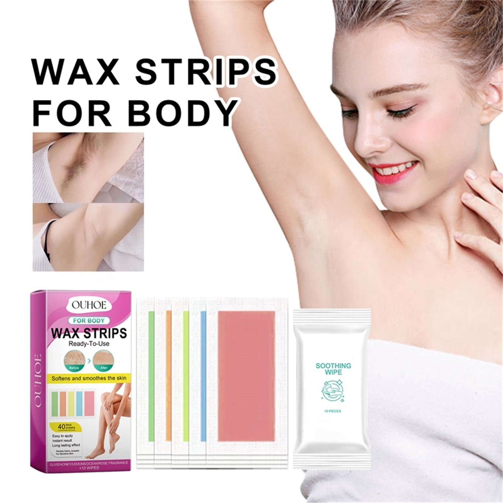 Body Wax Strips For Face Legs Underarm Brazilian Bikini Women Naturally Formulated Wax Strips