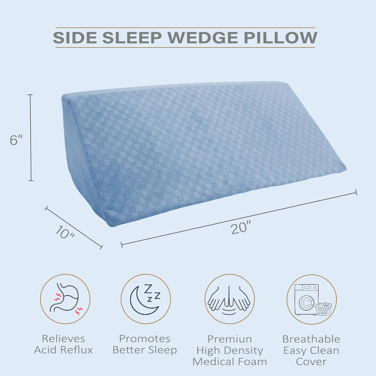 Body Wedge Pillow for Side Sleeping, Body Position Side Wedge Pillow