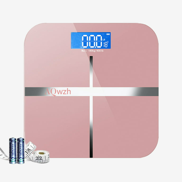 AQwzh Bathroom Body Weight Scale with Step-On Technology, 396 lbs, Body  Tape Measure Included, Pink