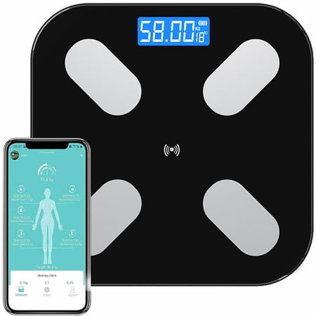 Body Weight Scale with Step-On Technology, LCD Display Max 400 Lb Slim Waist Pattern Personal Scale,6mm Tempered Glass,Black