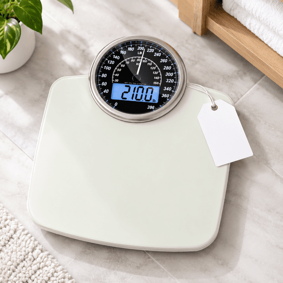 Body Weight Scales, LB White, Hybrid Bathroom Scale with Analog and Digital Display, Accurate to 400 Lbs