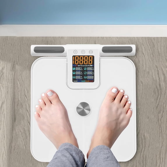 Body Weight Smart Digital Scales, Most Accurate 8 Eletrode Body Fat Scale, Bluetooth Intelligent Bathroom Scales with LCD Display, Scale with BMI, Body Fat, Muscle Mass with Fitness App