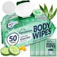 thumbnail image 1 of Body Wipes for Women, Extra Moist No Rinse Bathing Wipes-50 XL Shower Cloths + 4 Travel Size Bath Sheets -10x11.5" After Gym & Post Workout Deodorant, Disposable Washcloths, Womens Hygiene Essentials, 1 of 12
