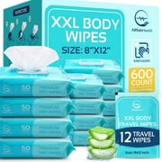Body Wipes for Adults - XL Body Wipes for Adults - 8" x 12" (600 count)
