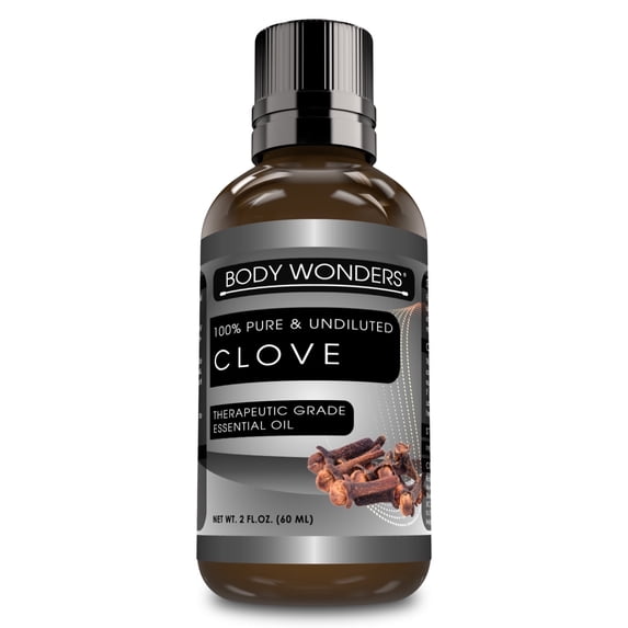 Body Wonders 100% Pure Clove Bud Essential Oil, 2 fl oz – Natural Clove Oil for Aromatherapy, Oral Care, Warming Massage, and DIY Wood Cleaning