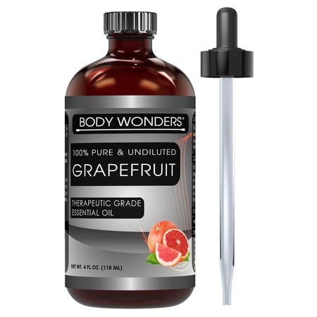 Body Wonders 100% Pure Grapefruit Essential Oil 4 Fl. Oz, Therapeutic Grade Oil - Ideal for Aromatherapy | Best use with Oil Diffusers, Potpourri, and Wicking Fragrance Diffusers