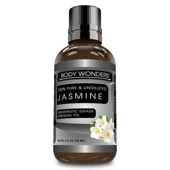 Body Wonders 100% Pure Jasmine Essential Oil, 2 fl oz Natural Jasmine Flower Extract for Aromatherapy, Glowing Skin, Hair Care, and DIY Wood Cleaning
