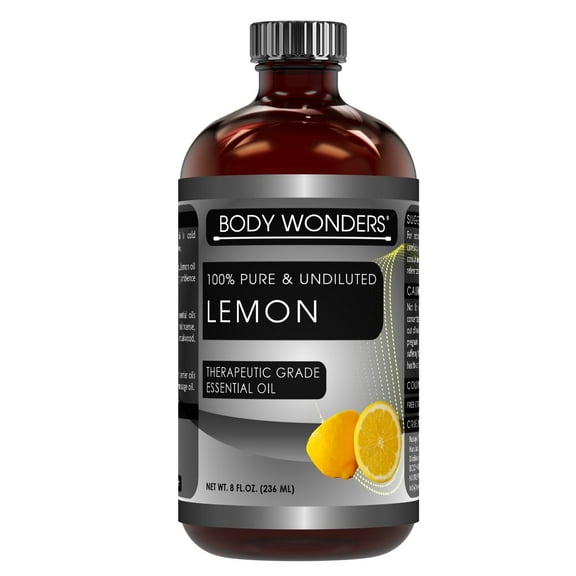 Body Wonders 100% Pure Lemon Essential Oil - 8 fl oz, Therapeutic Grade Oil - Ideal for Aromatherapy | Made in USA