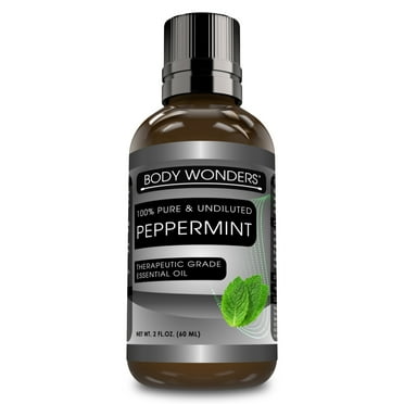 Body Wonders 100% Pure Peppermint Essential Oil (Mentha Piperita) 2 Fl. oz | Best use with Oil Diffusers, Potpourri, and Wicking Fragrance Diffusers | Made in USA