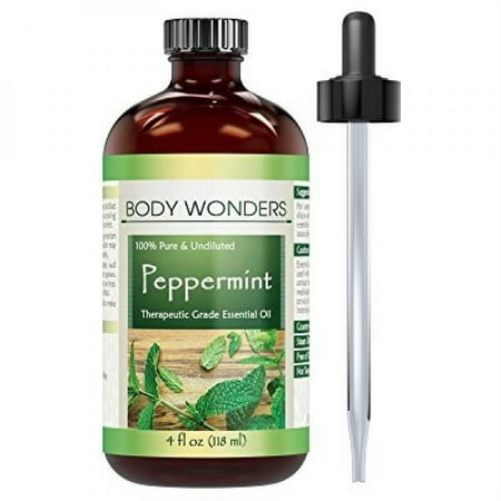 Body Wonders 100% Pure Peppermint Essential Oil (Mentha Piperita) 4 Fl Oz