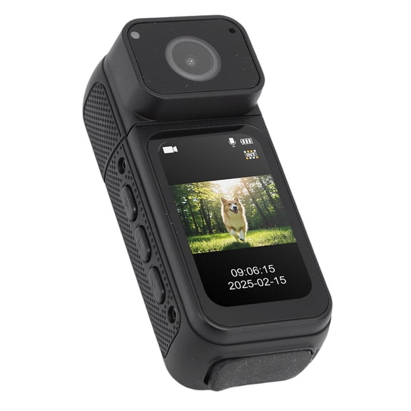 Body Worn Camera 2.7K Portable Video Recorder with 180° Rotatable Lens, Magnetic Lanyard & WiFi, Mini Wearable Camcorder for Work, Travel, Pet Walking, Black